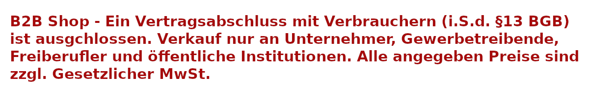 Nur für gewerbliche Kunden. Alle angegebenen Preise sind zzgl. gesetzlicher MwSt.